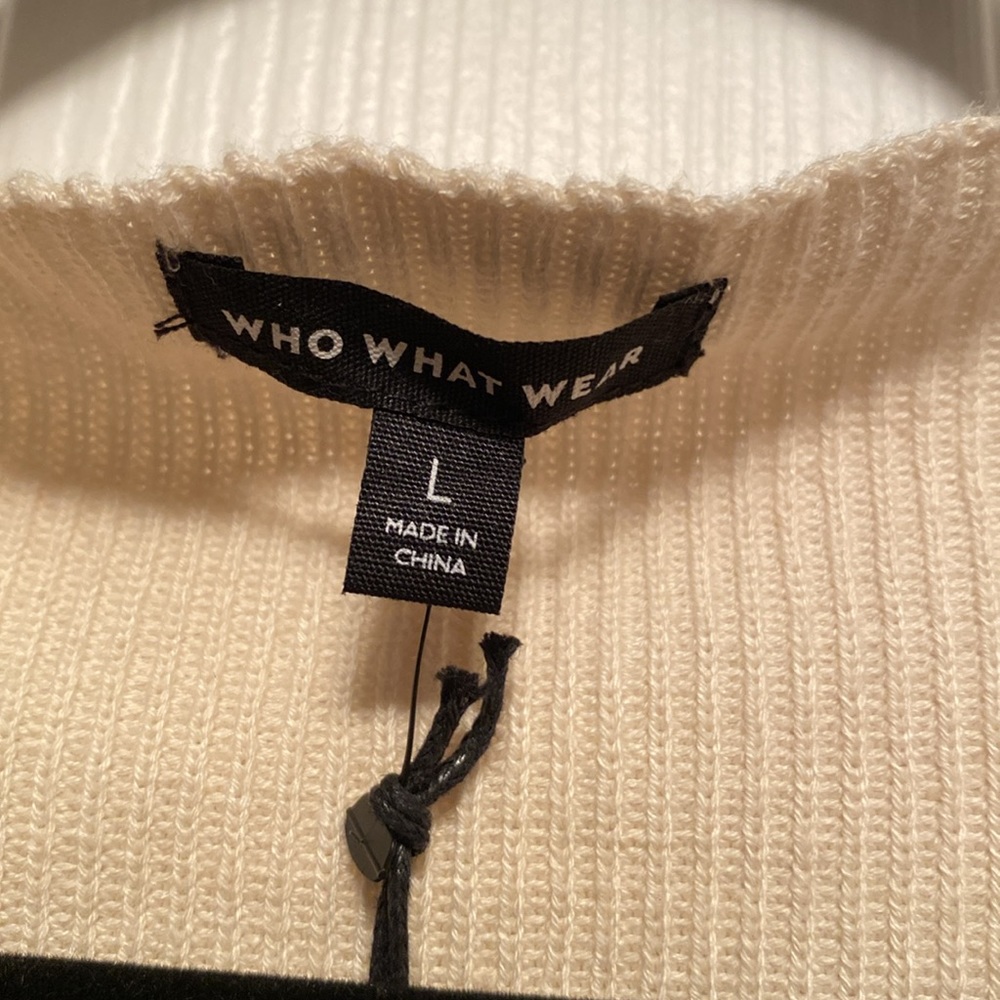 Brand New Who What Wear Coral Almond/Birch Stripe Sweater…size L - Picture 3 of 5